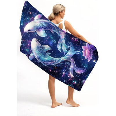 Fish Microfiber Oversized Lightweight Beach Towel XL Extra Large Animal Thin Sand Towels Travel Swim Pool Yoga Camping for Adults Women Men Beach Essentials Accessories Vacation Gift, 60 x 80 in