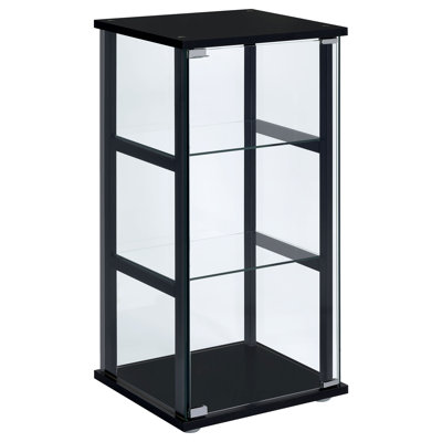 Cyclamen 3-shelf Clear Glass Curio Display Cabinet Black by Ebern Designs