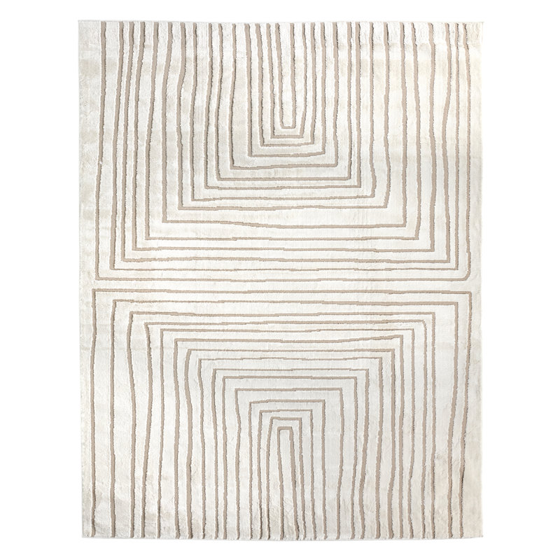 Tapis rayé ivoire / beige Quillan, Rectangle 6'7"X9'6"
