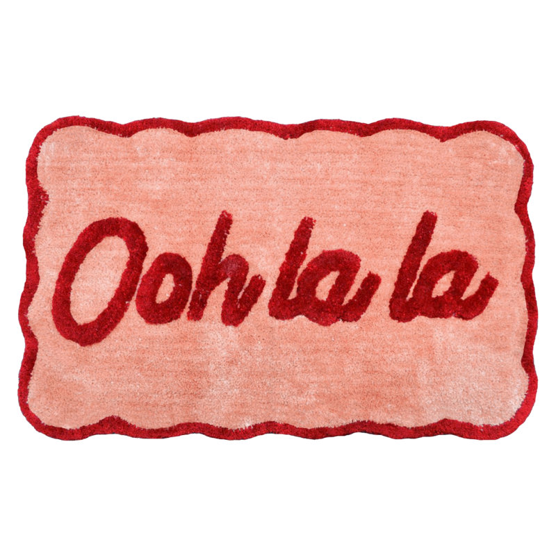 Scallop Ooh La La Slogan Bath Mat, Red
