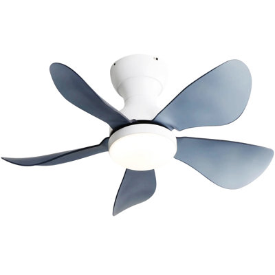 29 Lnch Small Ceiling Fan Flush Mount 5 Reversible ABS Blades With LED Dimmable Light