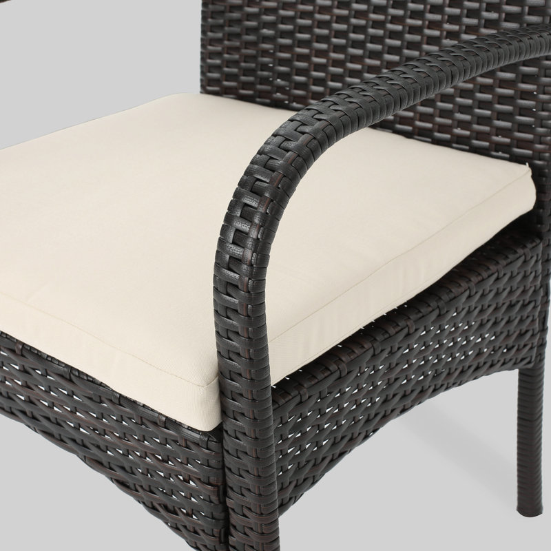 8 - Person Patio Dining Set with Square Table, Multibrown Frame / Creme Cushion
