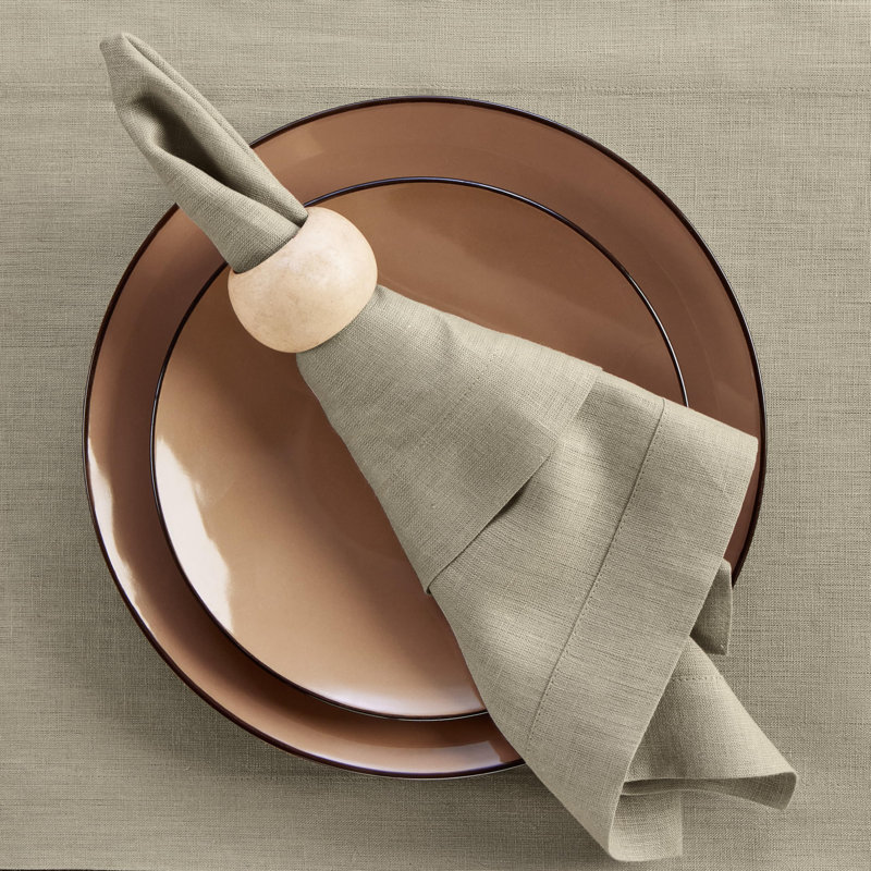 100% Pure Linen Dinner Napkins - Fete, Vintage Khaki
