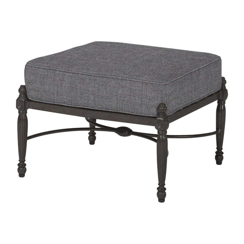 Bel Air Outdoor Ottoman, Cast Slate Sunbrella® Plainweave, Midnight Gold