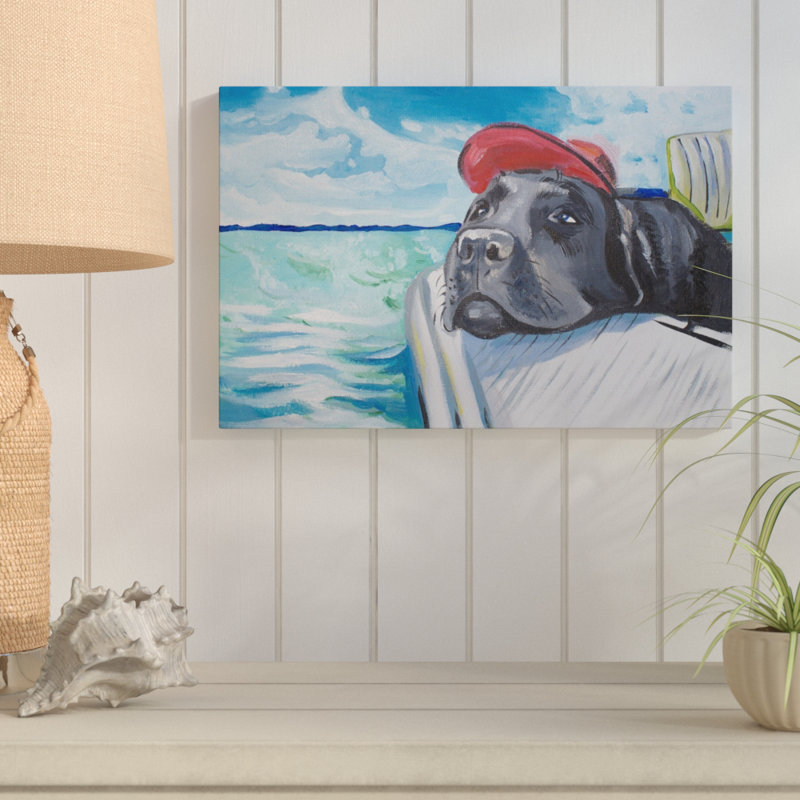 « voilier lab », reproduction de peinture à l’huile sur toile tendue, H 12 po x l 18 po x P 1,5 po