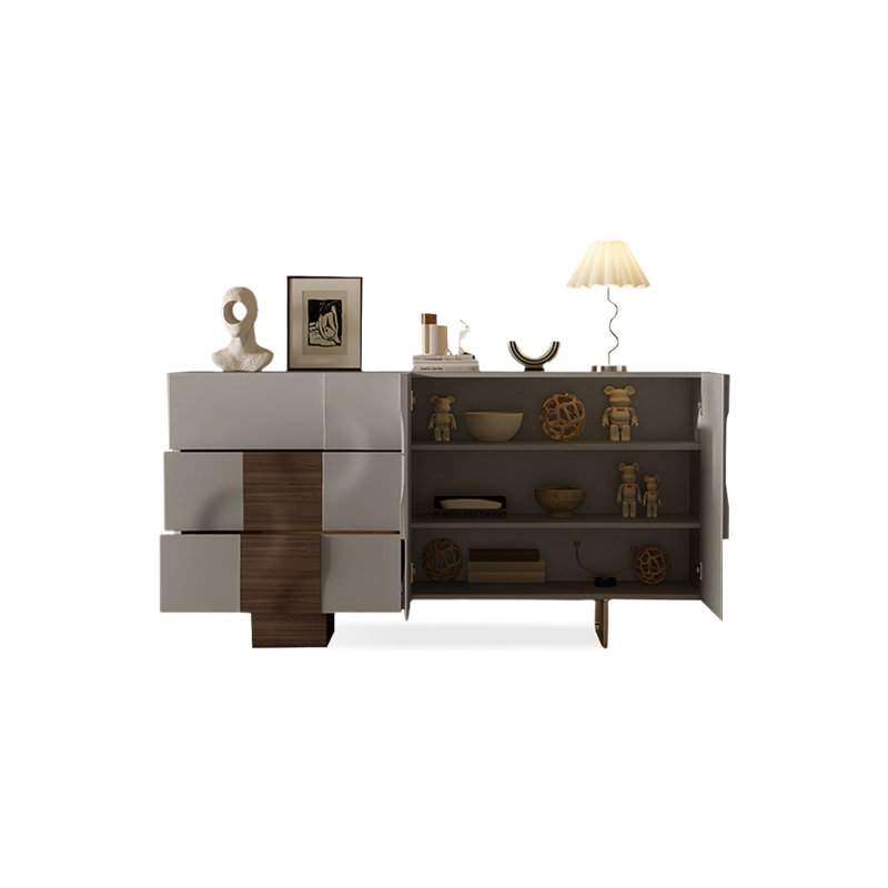 Buffet décoratif moderne en bois manufacturé gris clair, Gris clair, H 35,43 po x l 47,24 po x P 15,75 po