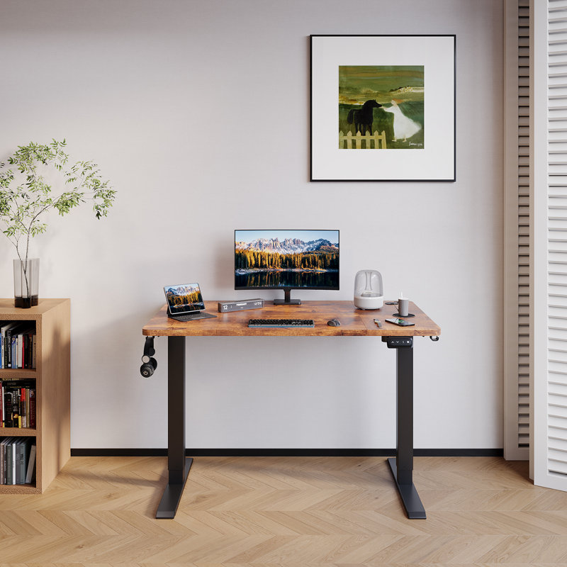 Hieronymus Electric Adjustable T-Shape Standing Desk Home Desk With Backpack Hook And Memory Smart Pannel, 120cm W x 60cm D