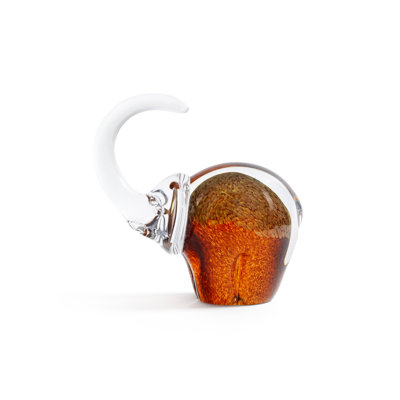 Great Elephant Golden Amber Glass Sculpture