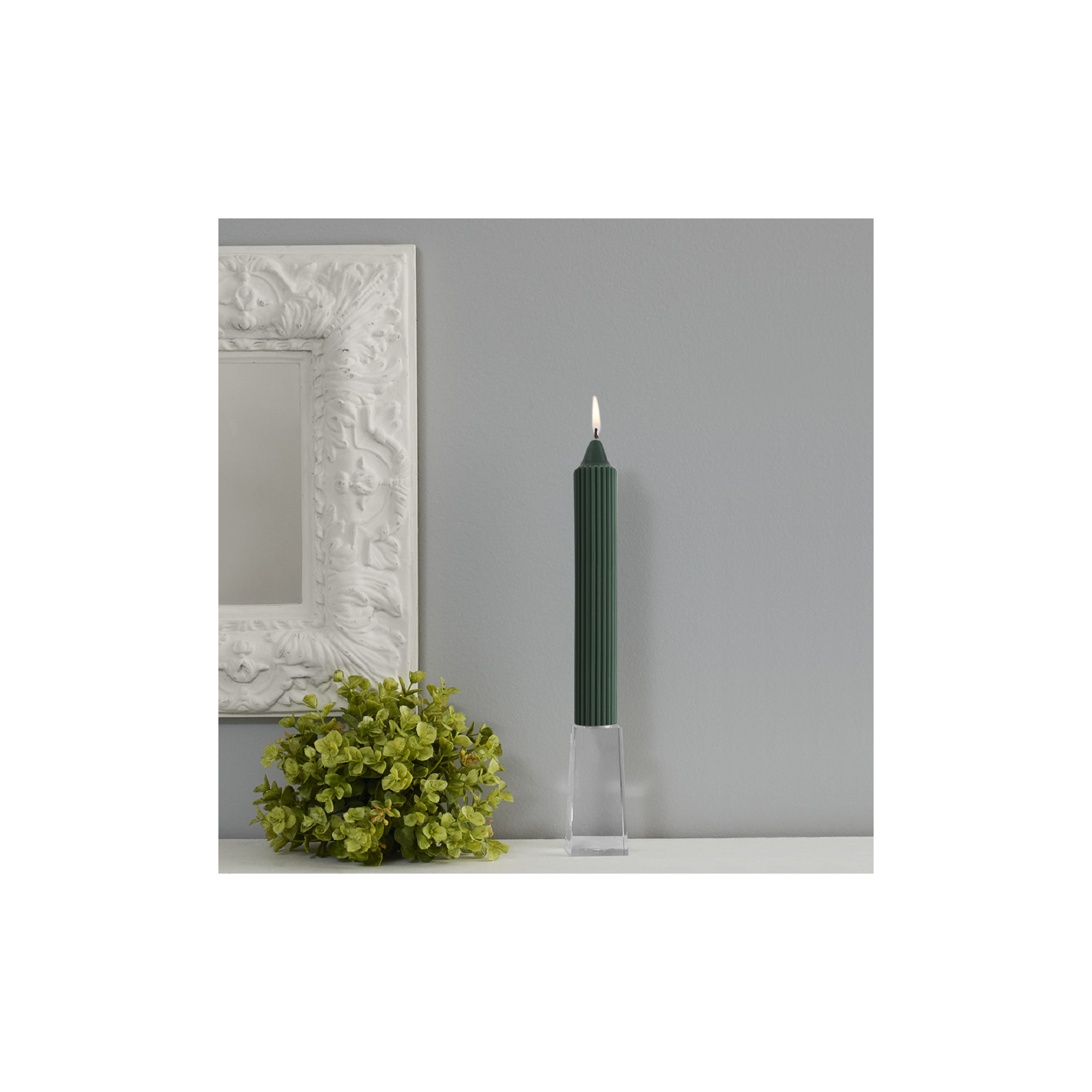 Grecian Collenette Unscented Taper Candle, 9" H x 1.25" W x 1.25" D, Green