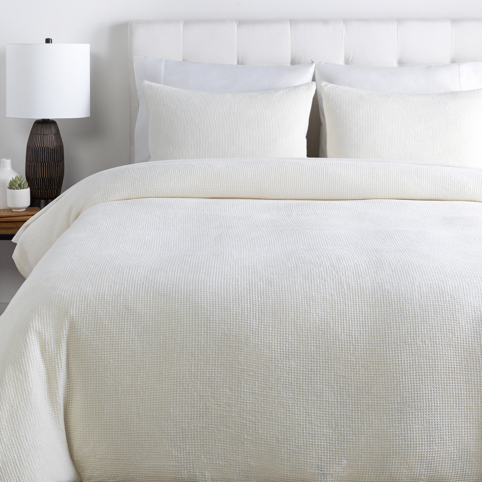Kappa Cotton Duvet Cover Set, White, King Duvet Cover + 2 Shams