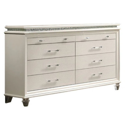 Zynelle Contemporary Style 8-drawer 63.63 In. Pearl White Dresser
