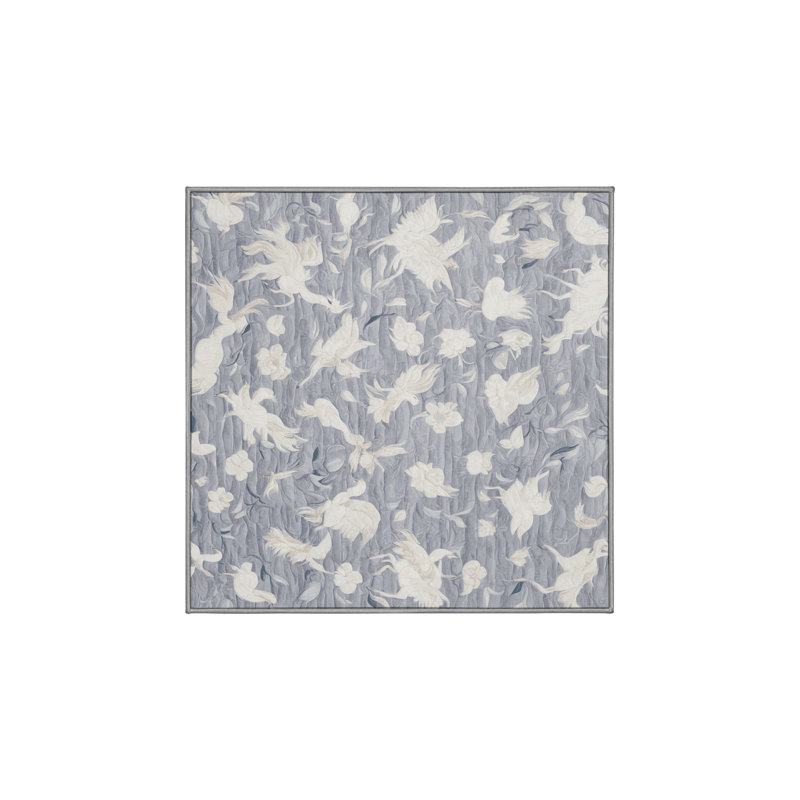 Machine Washable Gray Area Rug, Square 7'