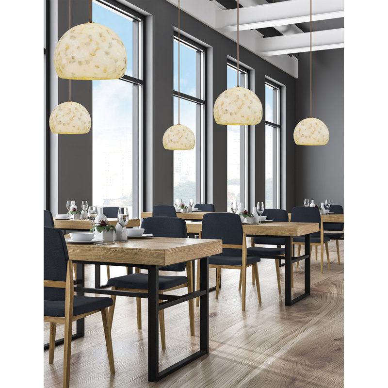 Alabaster Rocks! - Globe 1-Light Pendant, Brushed Brass, 8.5" H x 10" W x 10" D