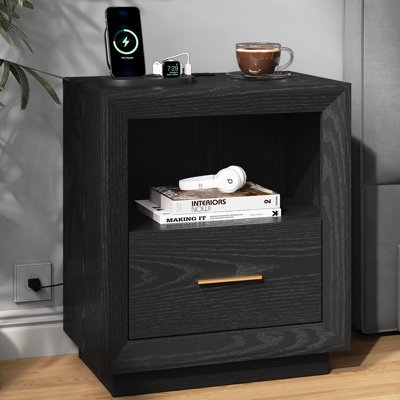 Charging Nightstand With 2 AC Outlets, 1 USB, and 1 Type-C port