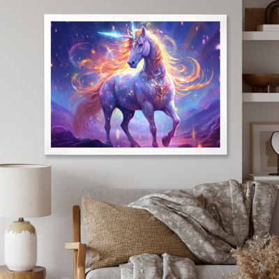 Impression sur toile Cosmic Purple Unicorn Magic I
