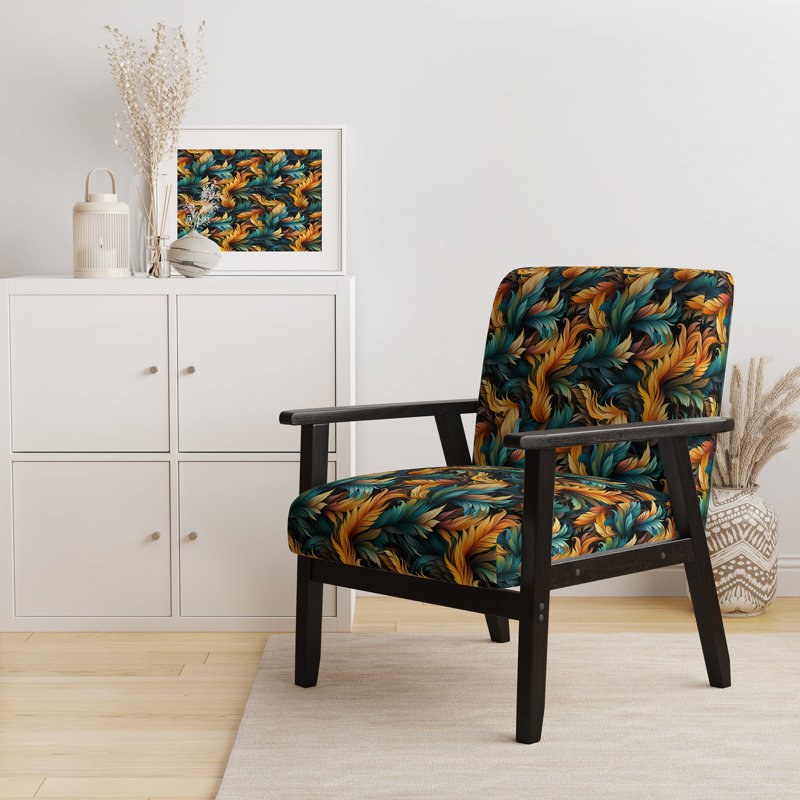 Fauteuil d'appoint rembourré Glam Orange et bleu sarcelle Avian Elegance