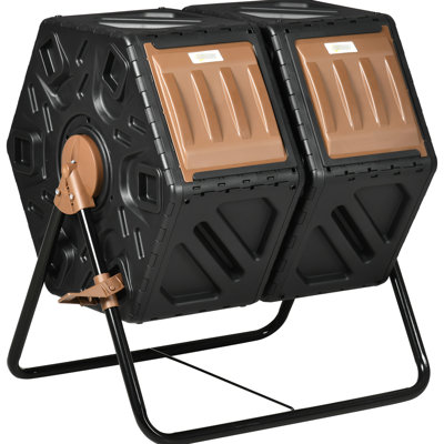 34.5 Gallon Compost Bin Tumbler - Dual Chamber Outdoor With Copious Ventilation Configuration And Steady Steel Legs Gal Fluent Facility Strong Base