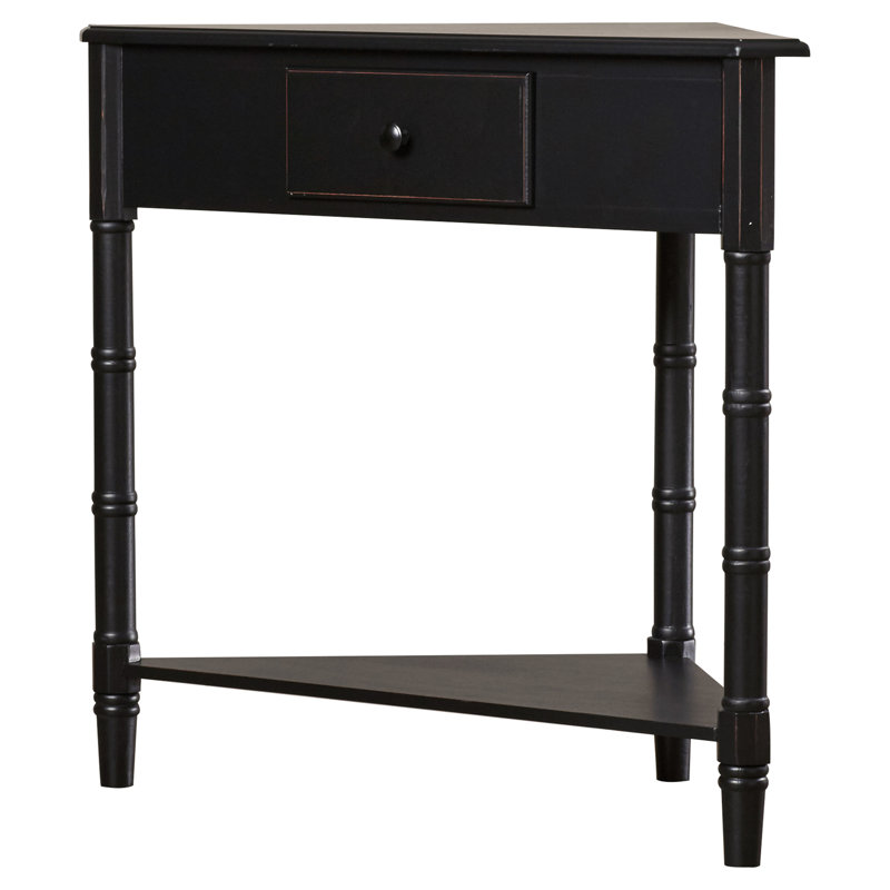 Twerton Solid Wood End Table with Storage, Distressed Black