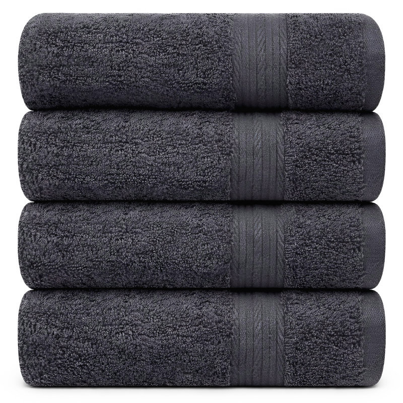 Ensemble de serviettes 100% coton super doux et absorbant Como, Gris, Serviettes de bain - paquet de 4