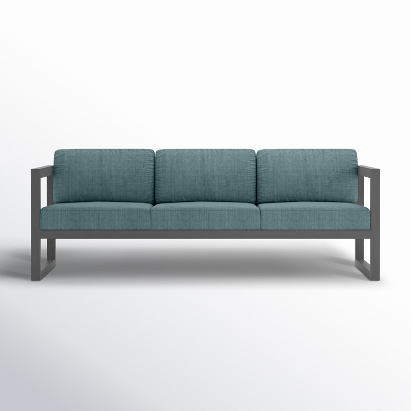 Avion 3 Piece Sofa Loveseat Set, Cast Lagoon Sunbrella® Plainweave, Slate