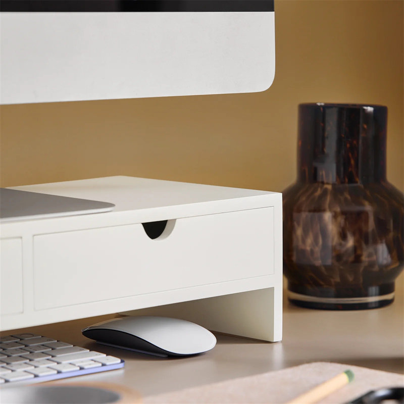 Manufactured Wood Monitor Stand, White