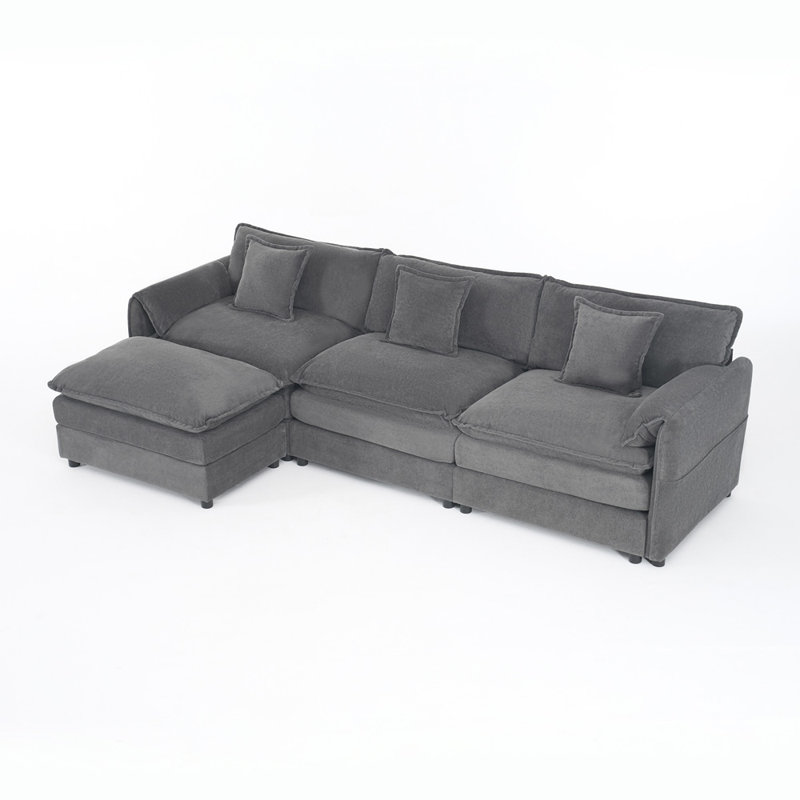 L Shaped 3-Seater Sofa (Gray)