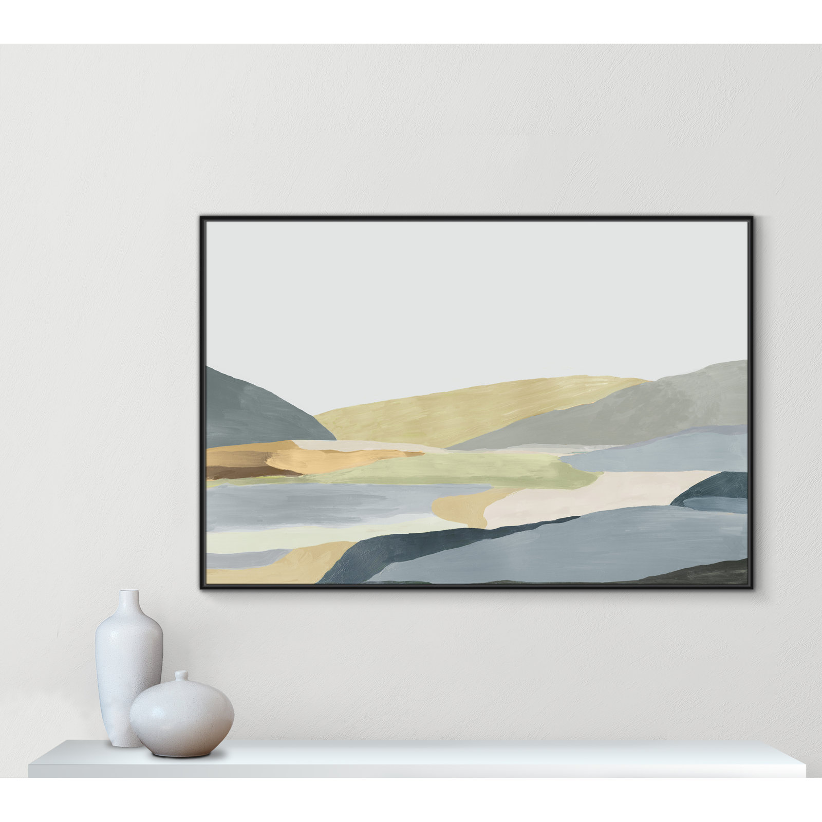 Blair "Warm Hills II" Painting, 41.5" H x 61.5" W x 2" D, Black Canvas
