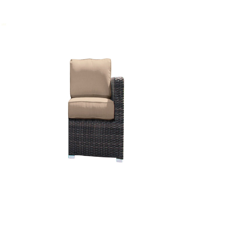 Coins de coin de 33 po de large avec coussins - Ensemble modulaire d'extérieur entièrement assemblé, Brun, Brun