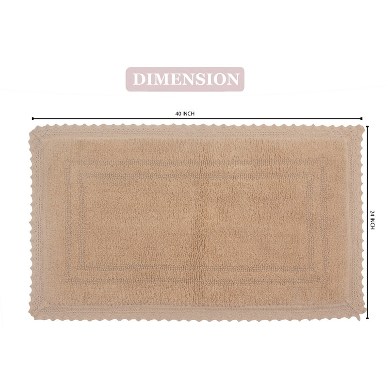Opulent Absorbent Cotton Soft Bath Rug, 24" W x 40" L, Linen