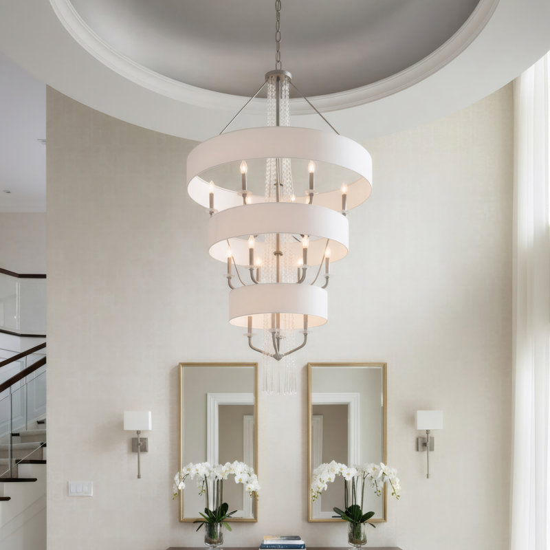 Luminaire suspendu à 3 niveaux Barcelona, Argent transcendant