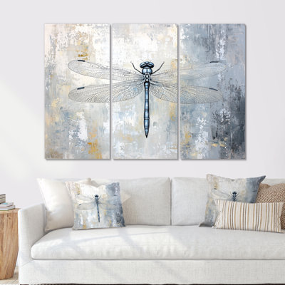 Aquarelle, libellule dans le brouillard - ensemble d'art mural libellule