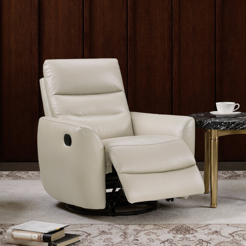 Plush Premium Leather Swivel Glider Recliner Chair - Modern 360° Rotation & Gliding Motion, Solid Wood Frame, Living Room Essential