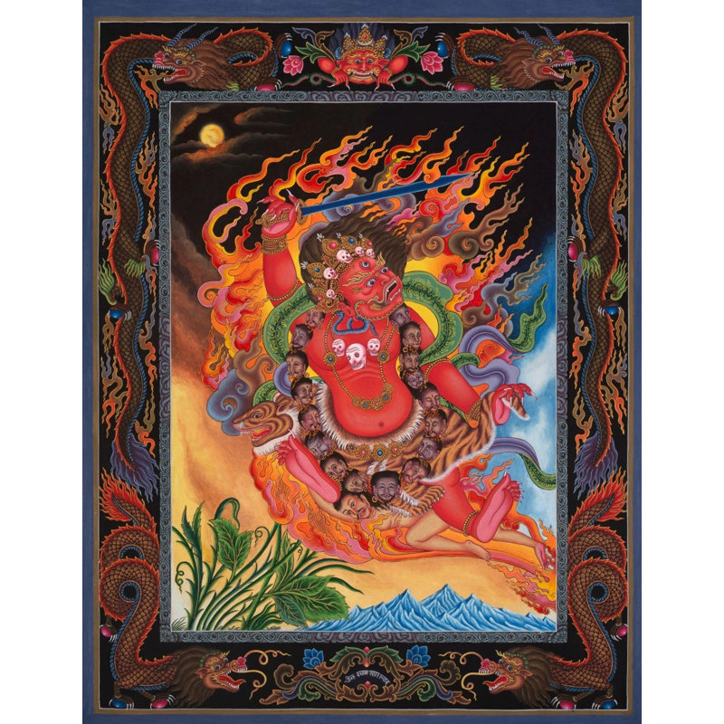 Rouge Bhairava Mahakala Thangka (Thangka sans brocart)