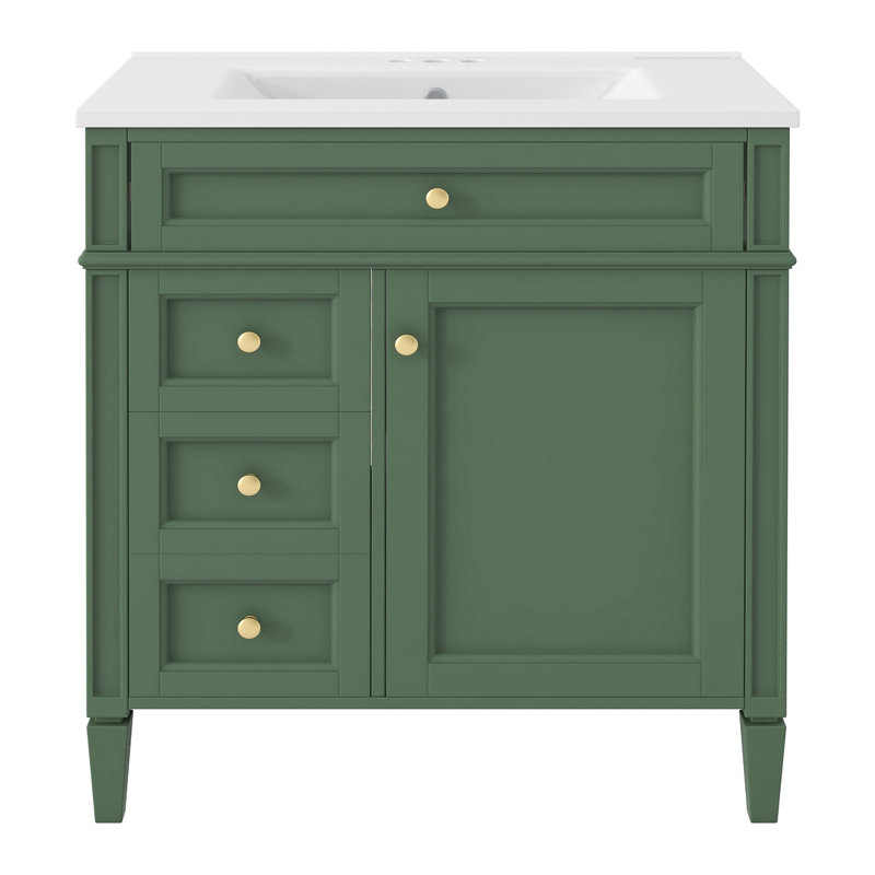 Meuble-lavabo de 30 po avec lavabo supérieur, meuble-lavabo moderne avec 2 tiroirs et tiroir escamotable, meuble-lavabo simple
