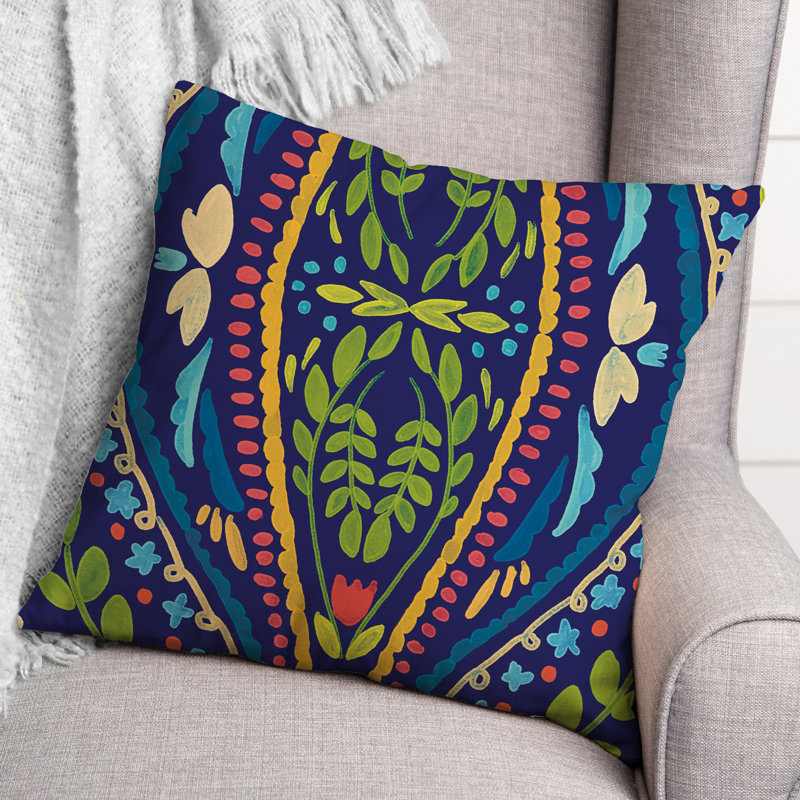 Housse et insert de coussin extérieur d'extérieur, Bleu sarcelle, Floral 5