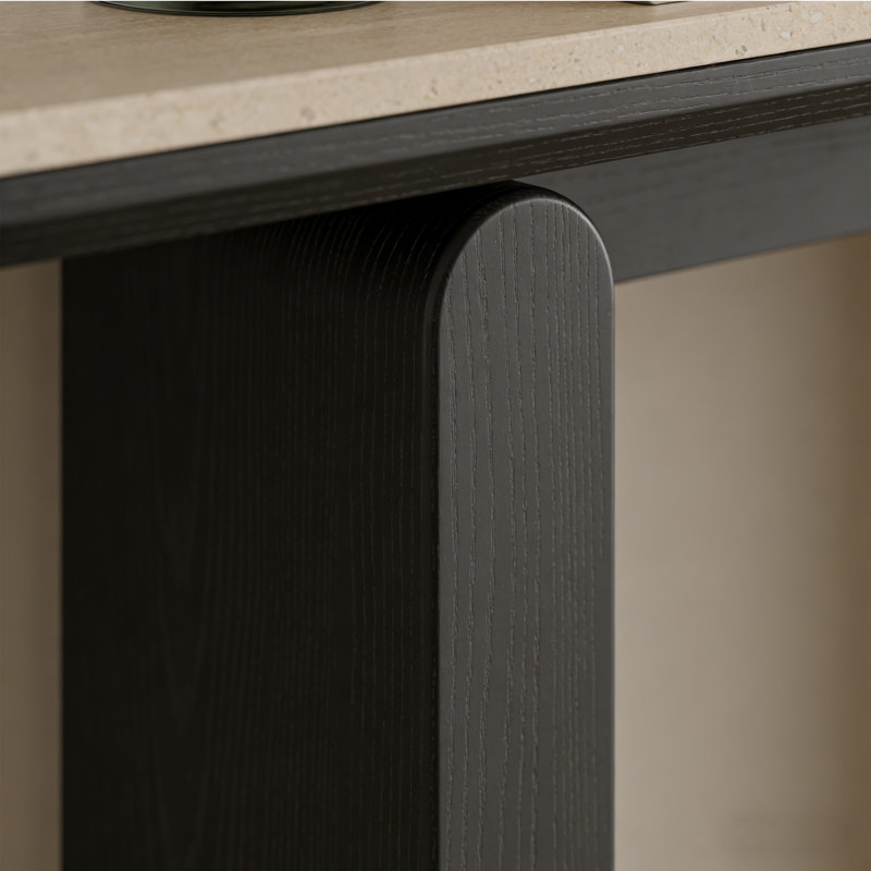 Console en pierre frittée de style italien, Noir, H 33,4 po x l 55 po x P 13,7 po