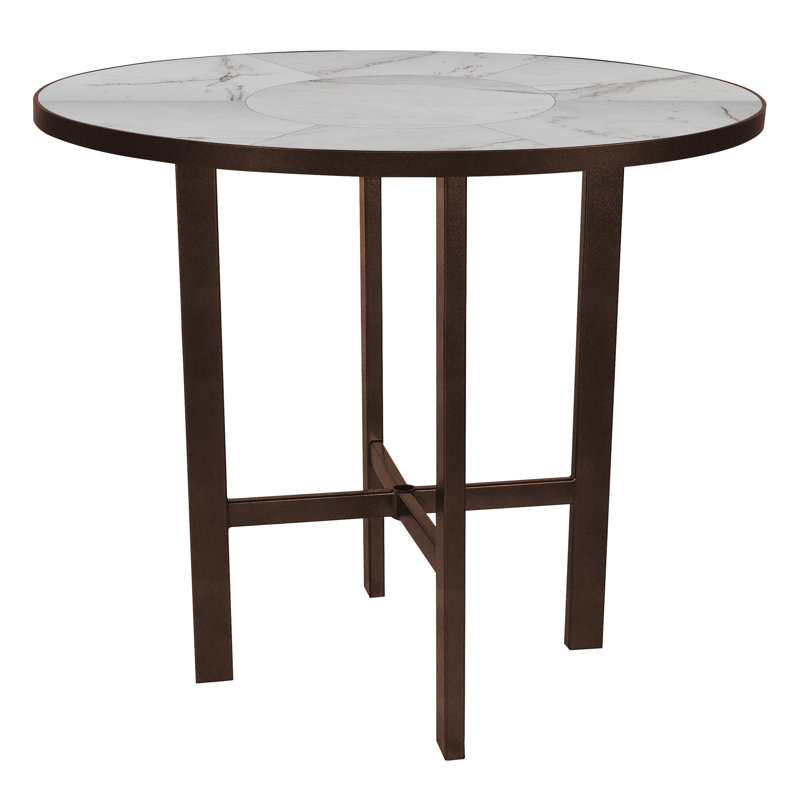 Tables Outdoor Round Bar Table, Copper Creek, Pallazo White, 29.5" H x 54" W x 54" D