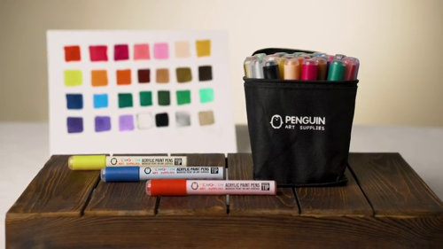 PENGUIN ART SUPPLIES Vibrant Liquid Chalk Markers - 12 Colors Fine Tip Pens,  36 Piece Set - Foods Co.