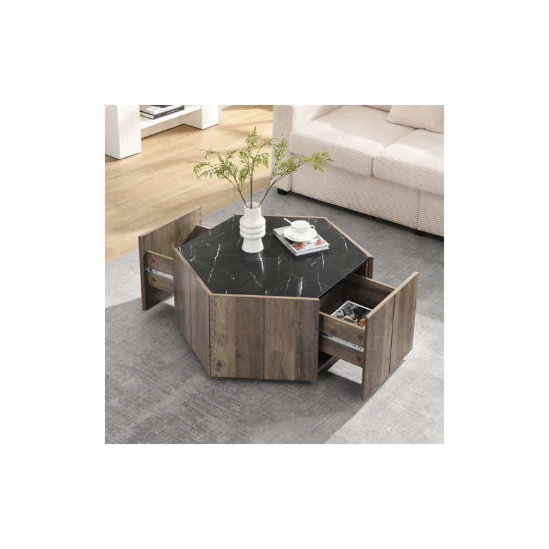 Table basse Retro, Noir, brun clair