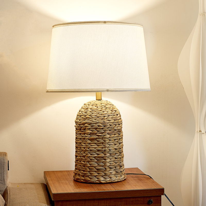 Lampe de bureau 1 lumière vigne faite à la main 23 po avec abat-jour en tissu blanc