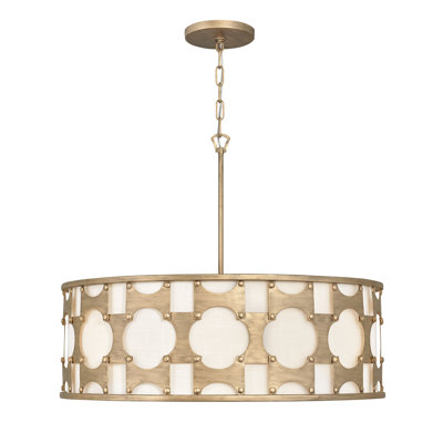 Lustre tambour 6 lumières à abat-jour Carter