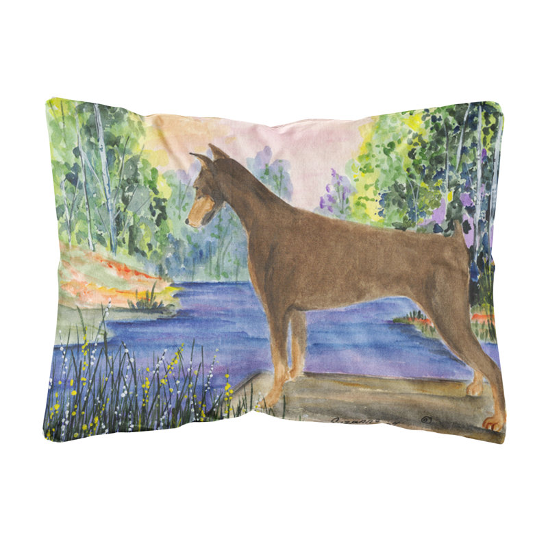 Coussin décoratif intérieur/extérieur rectangulaire doberman