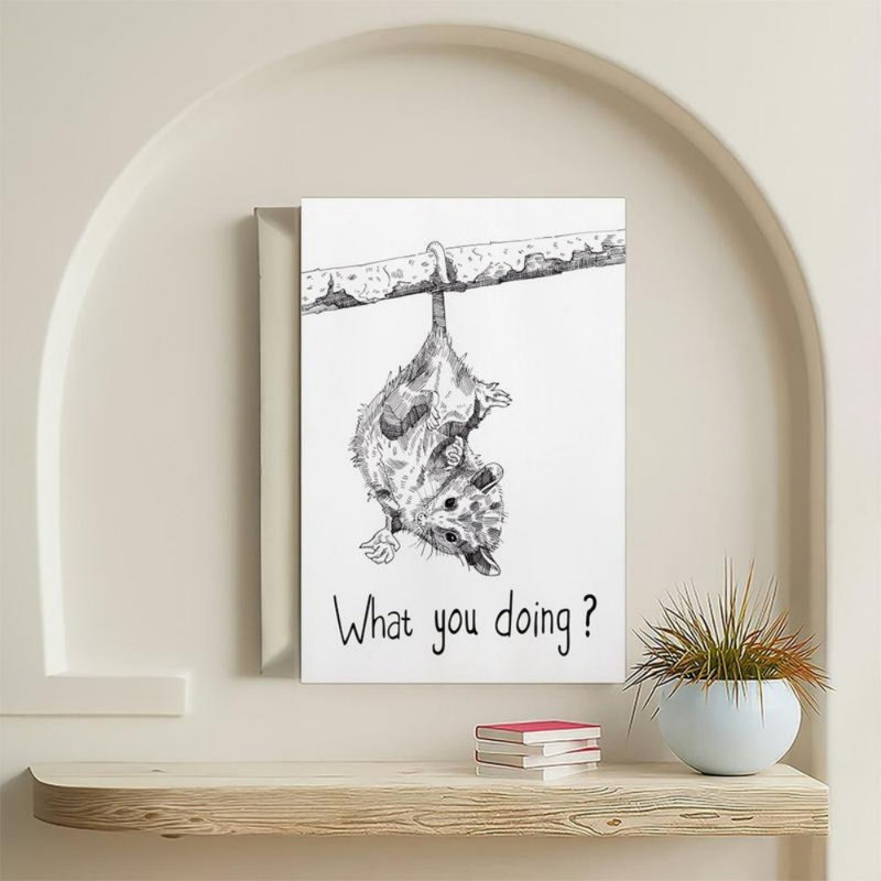 «Whimsical Hanging Mouse What you do», reproduction sur toile - Urban Studio, 36 * 24 pouces (90 * 60 * 2cm)