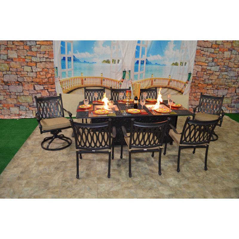 Brockport 84'' Rectangular 8 - Person Outdoor Dining Set with Sunbrella Cushions