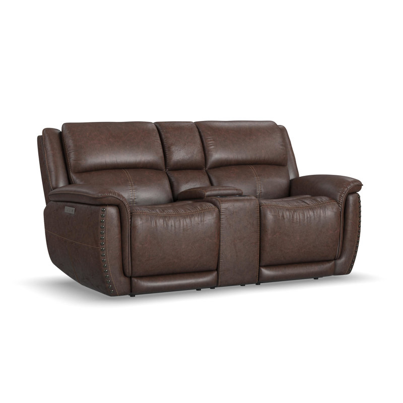 Bryce Power Reclining Loveseat with Console and Power Headrest, Brown