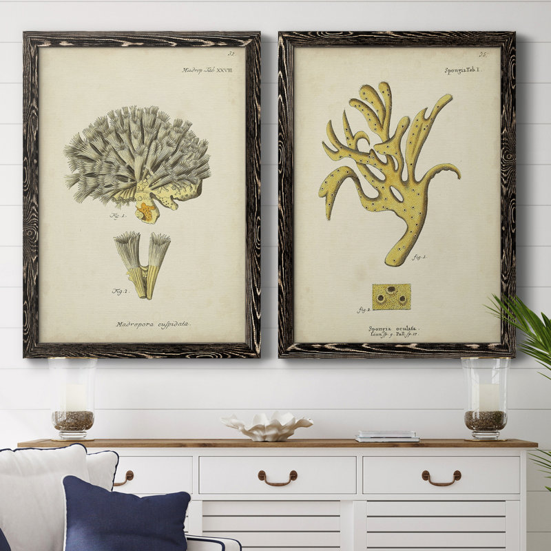Toile encadrée écrue corail XIP Remium - prête à être accrochée, H 37,5 po x l 55 po x P 1,5 po, Toile avec cadre noir