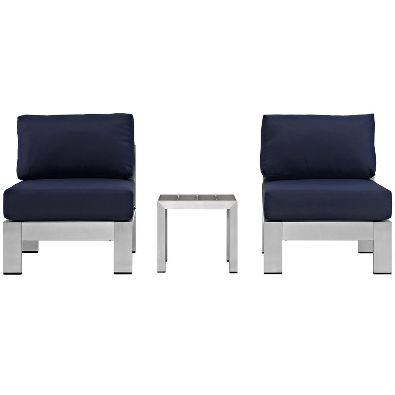 Shore 3-Piece Silver Gray Aluminum Outdoor Sectional Sofa Set