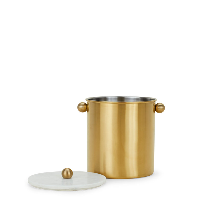 Gold Brass Coated Stainless Steel Ice Bucket with Lid