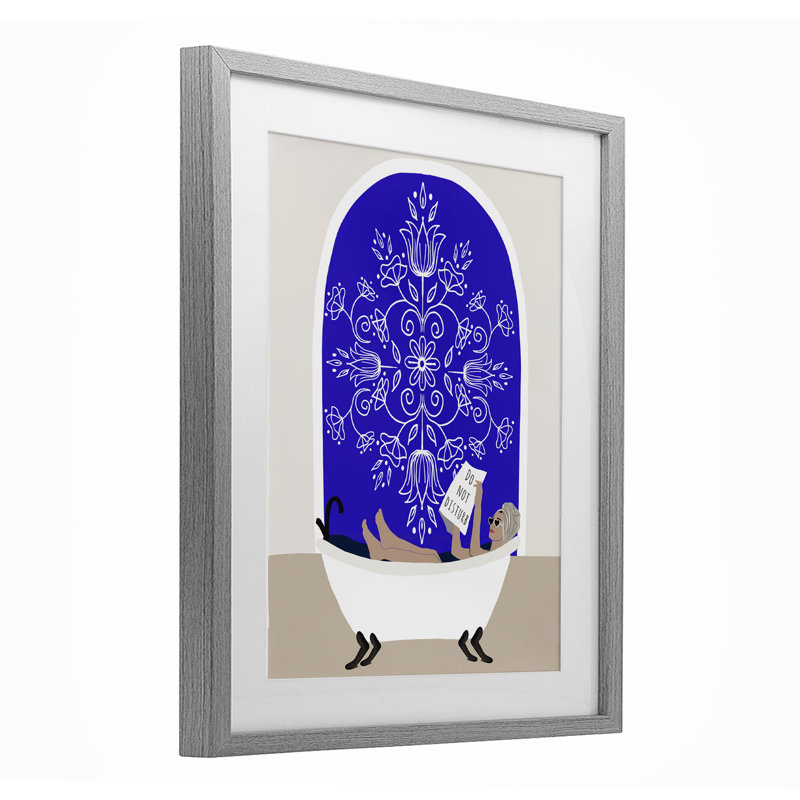 Reproduction sous verre encadrée de baignoire Méditerranée Muse, conception de Chen Alyesh, Cadre de ferme gris
