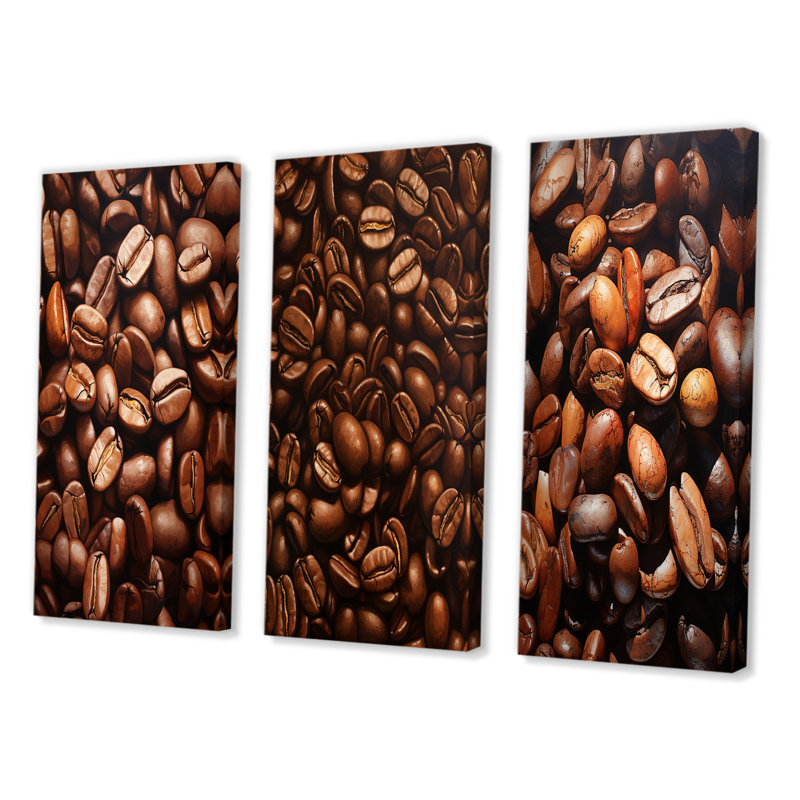 Aliments et grains de café torréfiés - ensemble de 3 impressions, Toile tendue, H 20 po x l 36 po